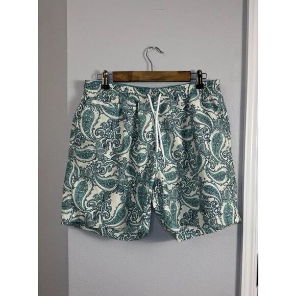 Charleston Threads Mens L Swim Trunks Paisley Blue Beach Pool Water Shorts Board - Picture 1 of 5